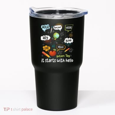 It Starts With Hello Friendship Inclusion Language Tumbler