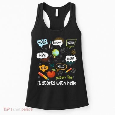 It Starts With Hello Friendship Inclusion Language Women's Tank Top