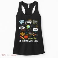 It Starts With Hello Friendship Inclusion Language Women's Tank Top thumb 0