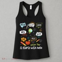 It Starts With Hello Friendship Inclusion Language Women's Tank Top thumb 3