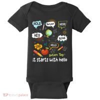 It Starts With Hello Friendship Inclusion Language Baby Bodysuit thumb 0