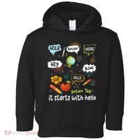 It Starts With Hello Friendship Inclusion Language Toddler Hoodie thumb 0