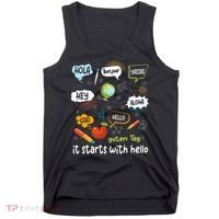 It Starts With Hello Friendship Inclusion Language Tank Top thumb 0