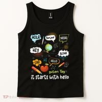 It Starts With Hello Friendship Inclusion Language Tank Top thumb 2