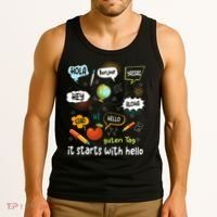 It Starts With Hello Friendship Inclusion Language Tank Top thumb 3