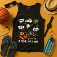 It Starts With Hello Friendship Inclusion Language Tank Top thumb 4