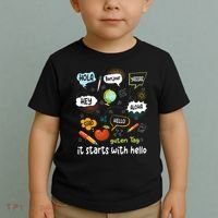 It Starts With Hello Friendship Inclusion Language Toddler T-Shirt thumb 2