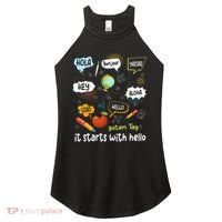 It Starts With Hello Friendship Inclusion Language Women's Perfect Tri Rocker Tank thumb 0