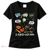 It Starts With Hello Friendship Inclusion Language Women's T-Shirt thumb 0