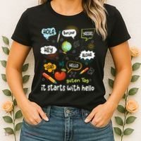 It Starts With Hello Friendship Inclusion Language Women's T-Shirt thumb 2