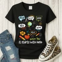 It Starts With Hello Friendship Inclusion Language Women's T-Shirt thumb 3