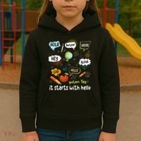 It Starts With Hello Friendship Inclusion Language Kids Hoodie thumb 3