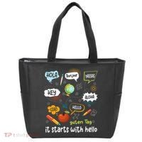 It Starts With Hello Friendship Inclusion Language Tote Bag thumb 0