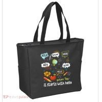 It Starts With Hello Friendship Inclusion Language Tote Bag thumb 2