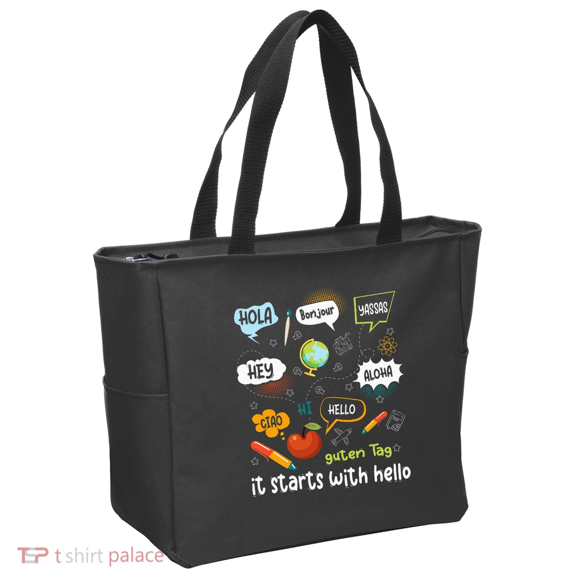 It Starts With Hello Friendship Inclusion Language Tote Bag