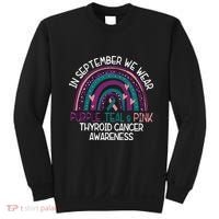 In September We Wear Purple Teal Pink Thyroid Cancer Awareness Sweatshirt thumb 0