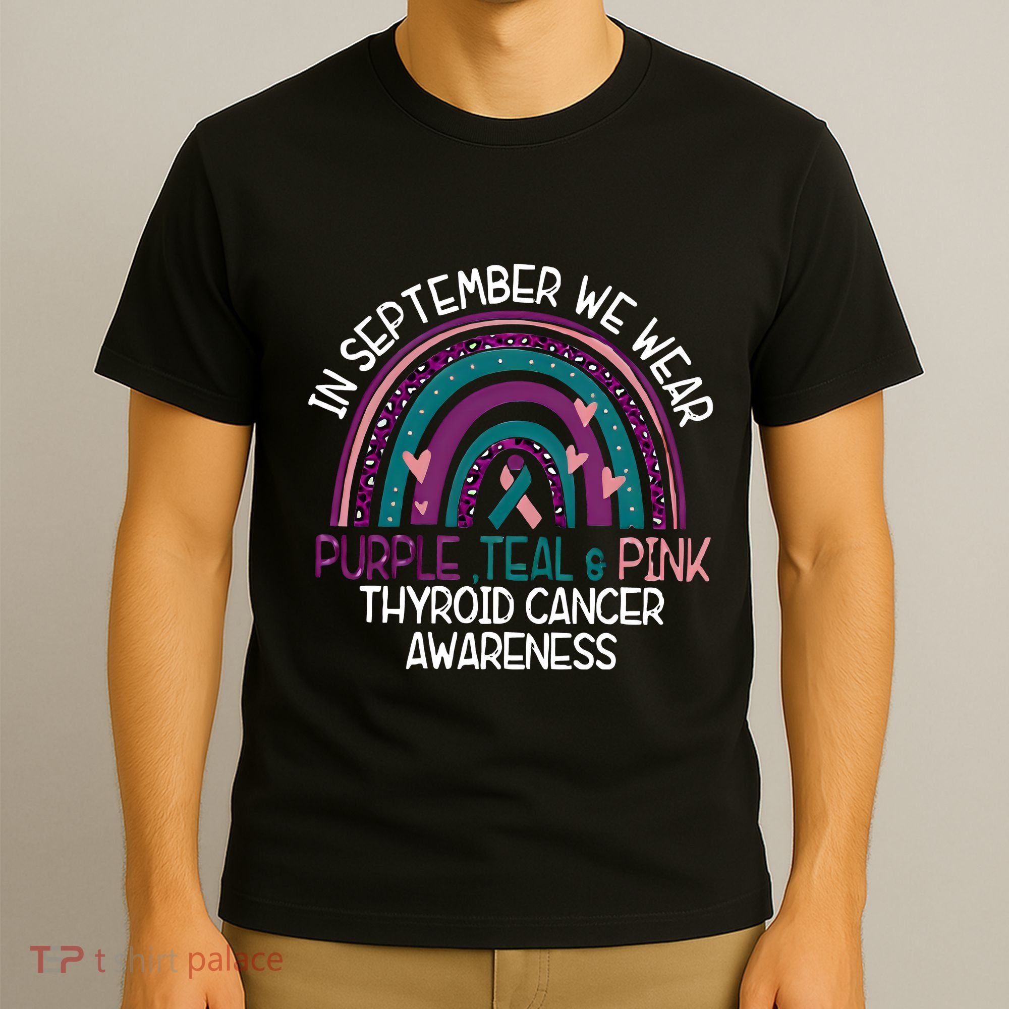 In September We Wear Purple Teal Pink Thyroid Cancer Awareness T-Shirt