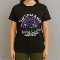 In September We Wear Purple Teal Pink Thyroid Cancer Awareness T-Shirt thumb 4