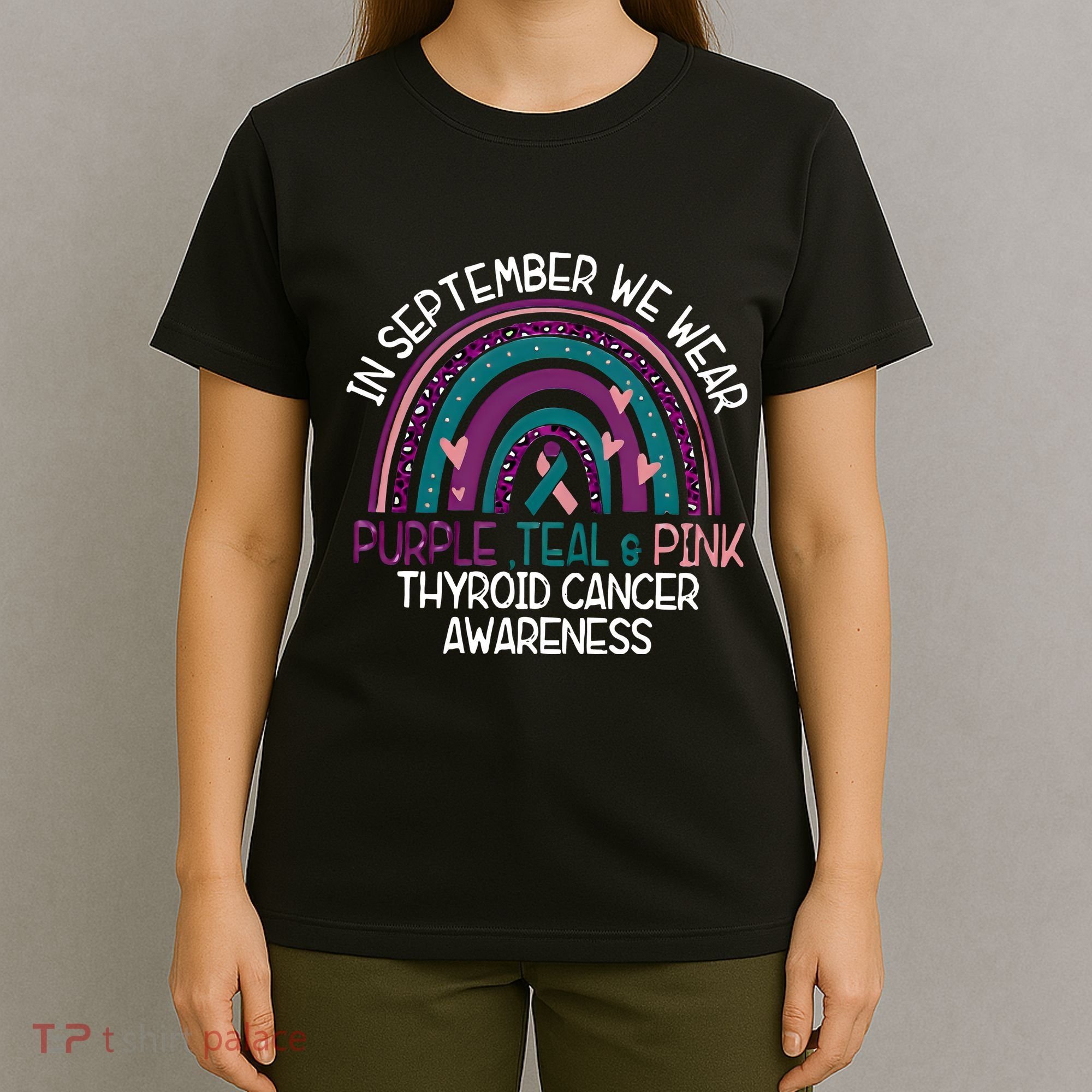 In September We Wear Purple Teal Pink Thyroid Cancer Awareness T-Shirt