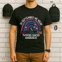 In September We Wear Purple Teal Pink Thyroid Cancer Awareness T-Shirt thumb 6