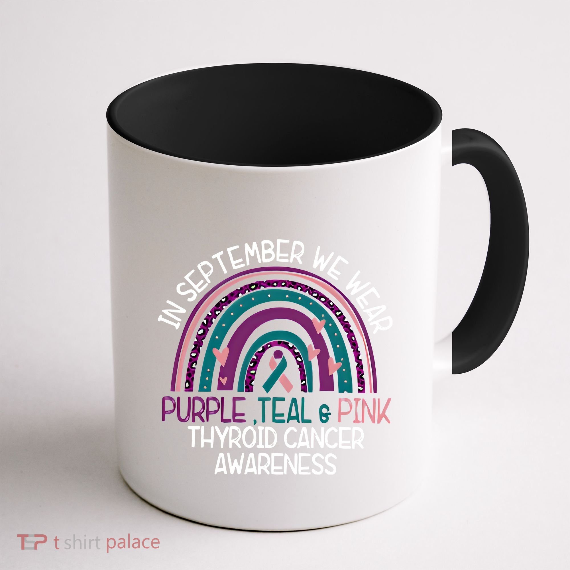 In September We Wear Purple Teal Pink Thyroid Cancer Awareness Coffee Mug