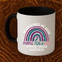 In September We Wear Purple Teal Pink Thyroid Cancer Awareness Coffee Mug thumb 2