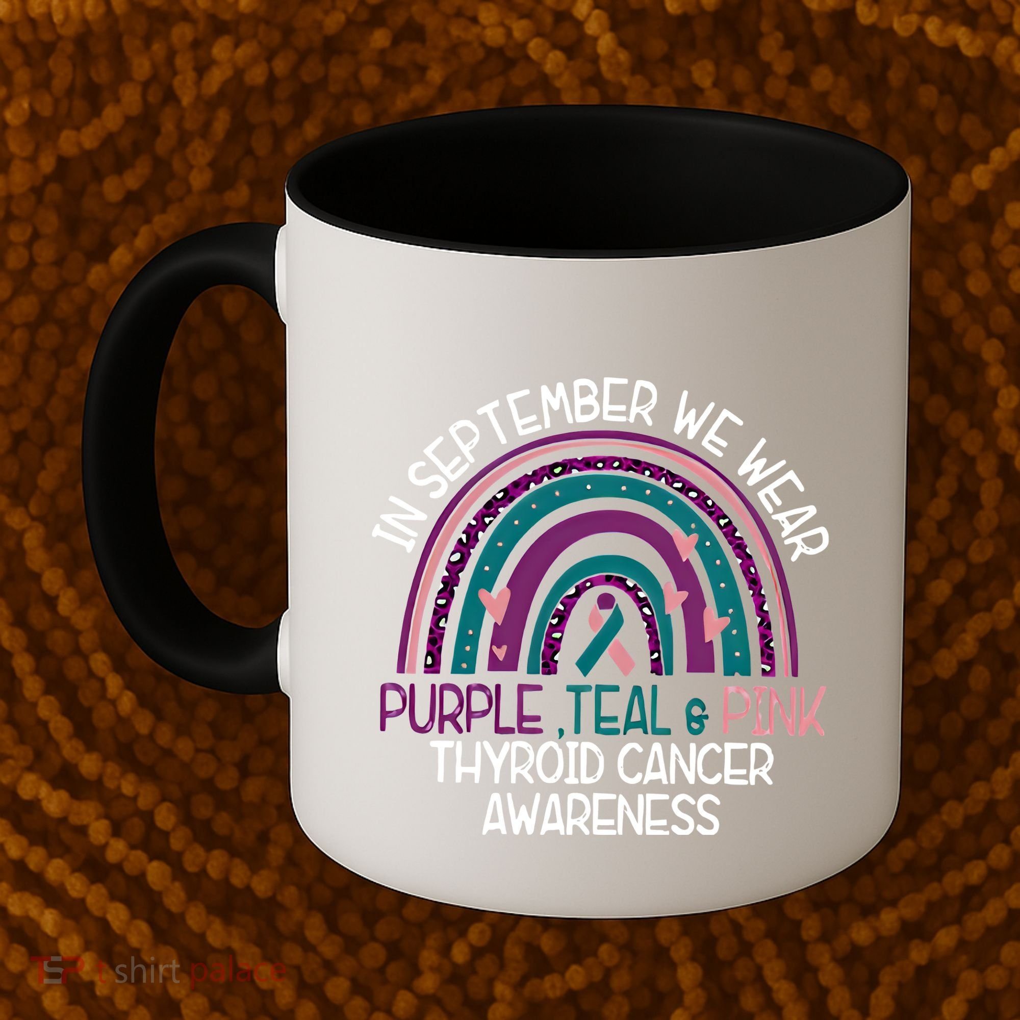 In September We Wear Purple Teal Pink Thyroid Cancer Awareness Coffee Mug