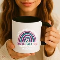 In September We Wear Purple Teal Pink Thyroid Cancer Awareness Coffee Mug thumb 3