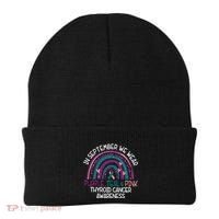 In September We Wear Purple Teal Pink Thyroid Cancer Awareness Beanie thumb 0
