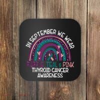 In September We Wear Purple Teal Pink Thyroid Cancer Awareness Coaster thumb 0