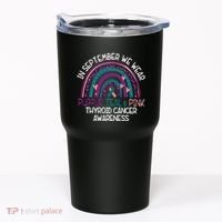 In September We Wear Purple Teal Pink Thyroid Cancer Awareness Tumbler thumb 0