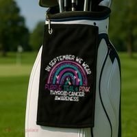 In September We Wear Purple Teal Pink Thyroid Cancer Awareness Golf Towel thumb 2