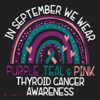 In September We Wear Purple Teal Pink Thyroid Cancer Awareness Golf Towel thumb 3