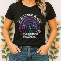 In September We Wear Purple Teal Pink Thyroid Cancer Awareness Women's T-Shirt thumb 2
