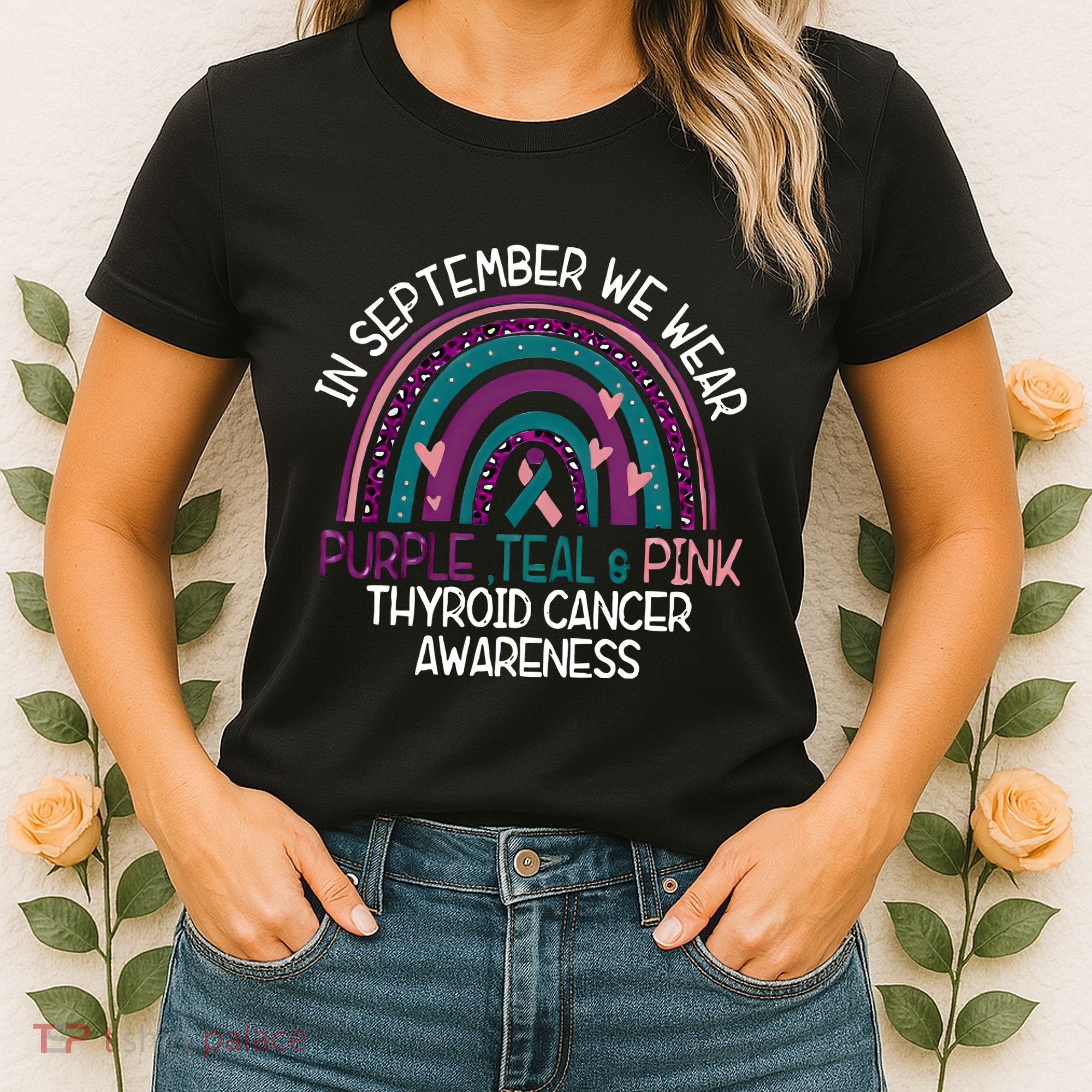 In September We Wear Purple Teal Pink Thyroid Cancer Awareness Women's T-Shirt