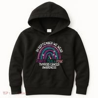 In September We Wear Purple Teal Pink Thyroid Cancer Awareness Kids Hoodie thumb 0