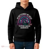In September We Wear Purple Teal Pink Thyroid Cancer Awareness Kids Hoodie thumb 4