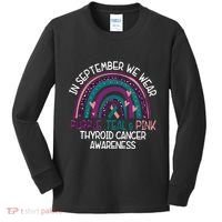 In September We Wear Purple Teal Pink Thyroid Cancer Awareness Kids Long Sleeve Shirt thumb 0