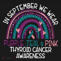 In September We Wear Purple Teal Pink Thyroid Cancer Awareness Kids T-Shirt thumb 4