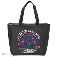 In September We Wear Purple Teal Pink Thyroid Cancer Awareness Tote Bag thumb 0