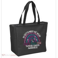 In September We Wear Purple Teal Pink Thyroid Cancer Awareness Tote Bag thumb 2