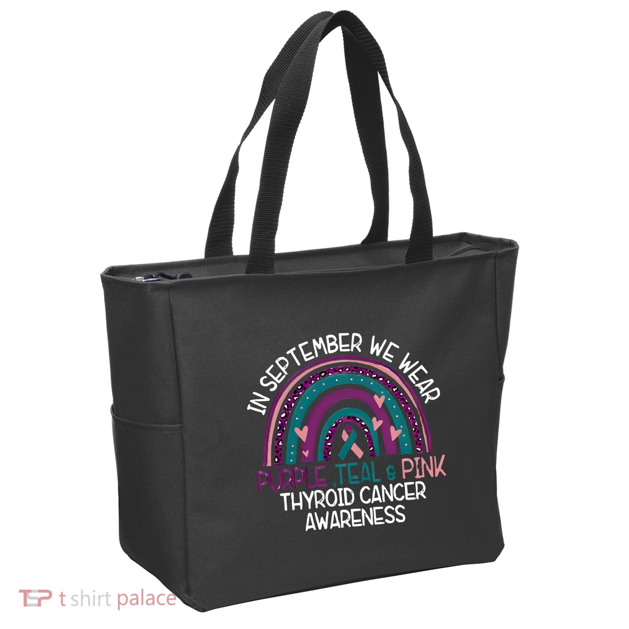 In September We Wear Purple Teal Pink Thyroid Cancer Awareness Tote Bag