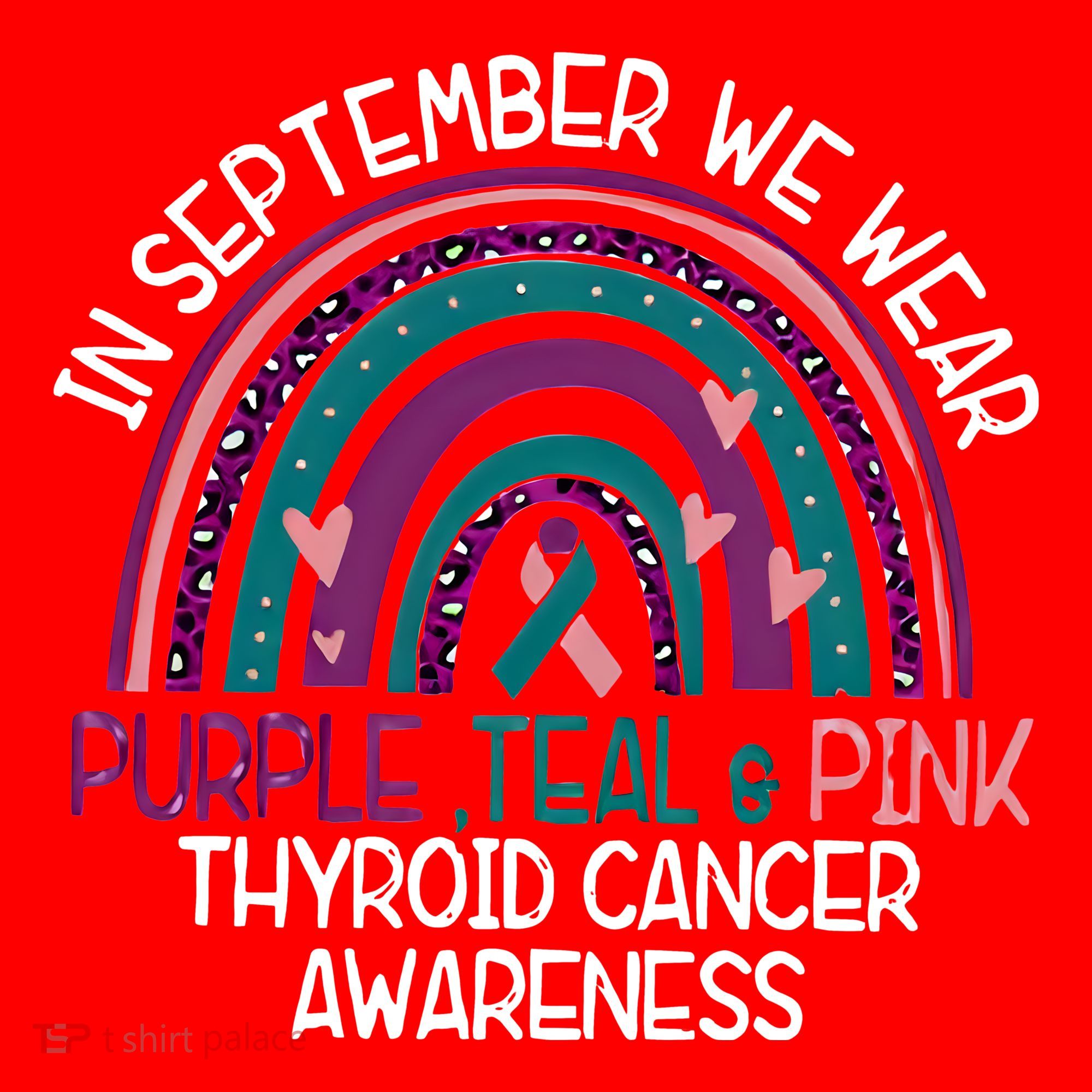 In September We Wear Purple Teal Pink Thyroid Cancer Awareness Santa Hat