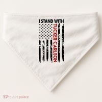 I Stand With Tucker Carlson American Flag Political USA-Made Doggie Bandana thumb 0