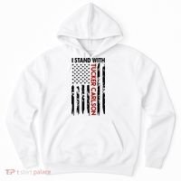I Stand With Tucker Carlson American Flag Political Hoodie thumb 0
