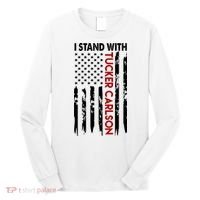 I Stand With Tucker Carlson American Flag Political Long Sleeve Shirt thumb 0