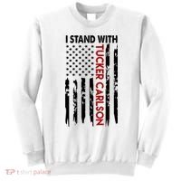 I Stand With Tucker Carlson American Flag Political Sweatshirt thumb 0
