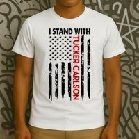 I Stand With Tucker Carlson American Flag Political T-Shirt thumb 3