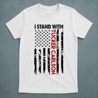 I Stand With Tucker Carlson American Flag Political T-Shirt thumb 5