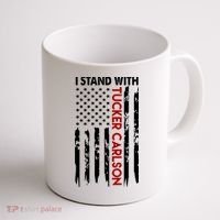 I Stand With Tucker Carlson American Flag Political Coffee Mug thumb 1